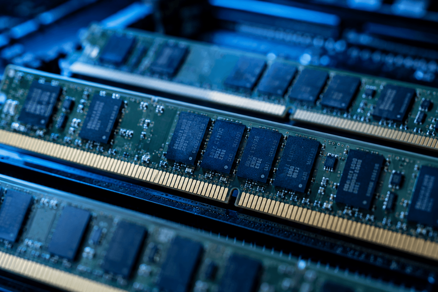 Macro photograph of server memory modules