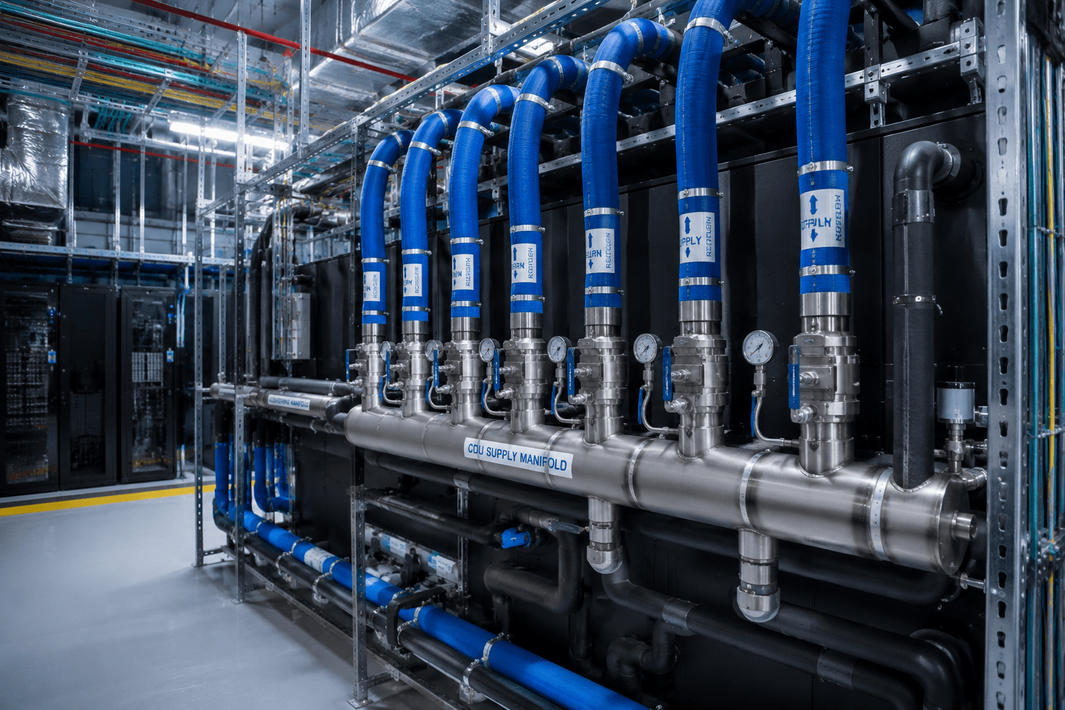 Data centre liquid cooling distribution manifold